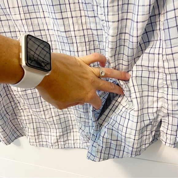 L.L Bean | Nylon Plaid Button Down Top Size Medium - Picture 6 of 13